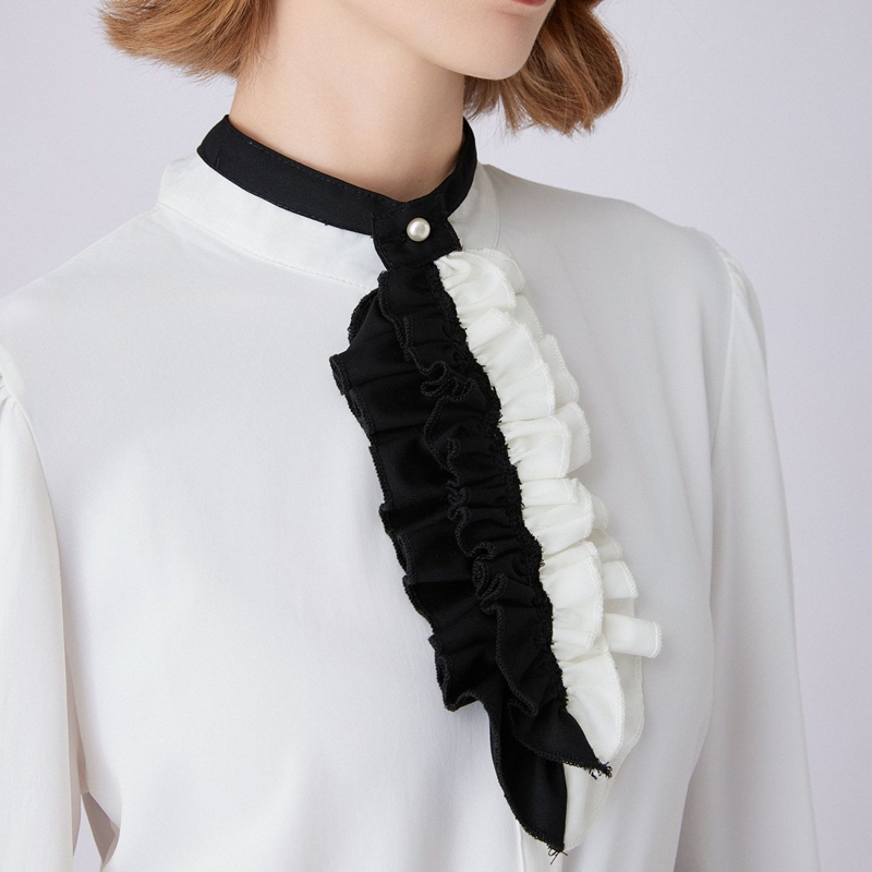 Black White Ruffled Collar Dec - đánh giá và giá Shirts