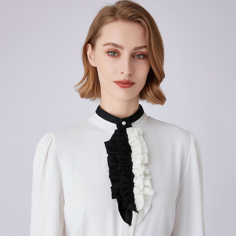 Black White Ruffled Collar Dec - đánh giá và giá Shirts