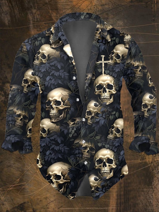 Halloween Men's Dark Skull Pri - đánh giá và giá Vintage Hawaiian Floral Shirt