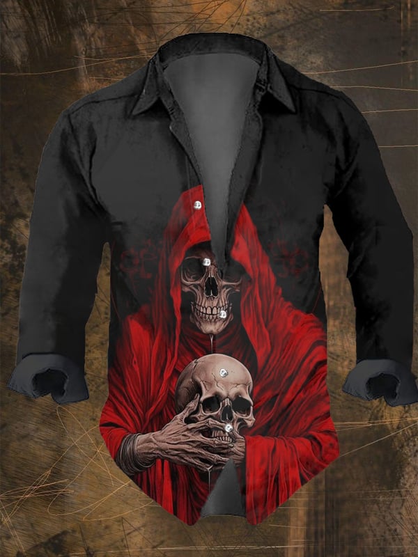 Halloween Men's Dark Skull Pri - đánh giá và giá Vintage Hawaiian Floral Shirt