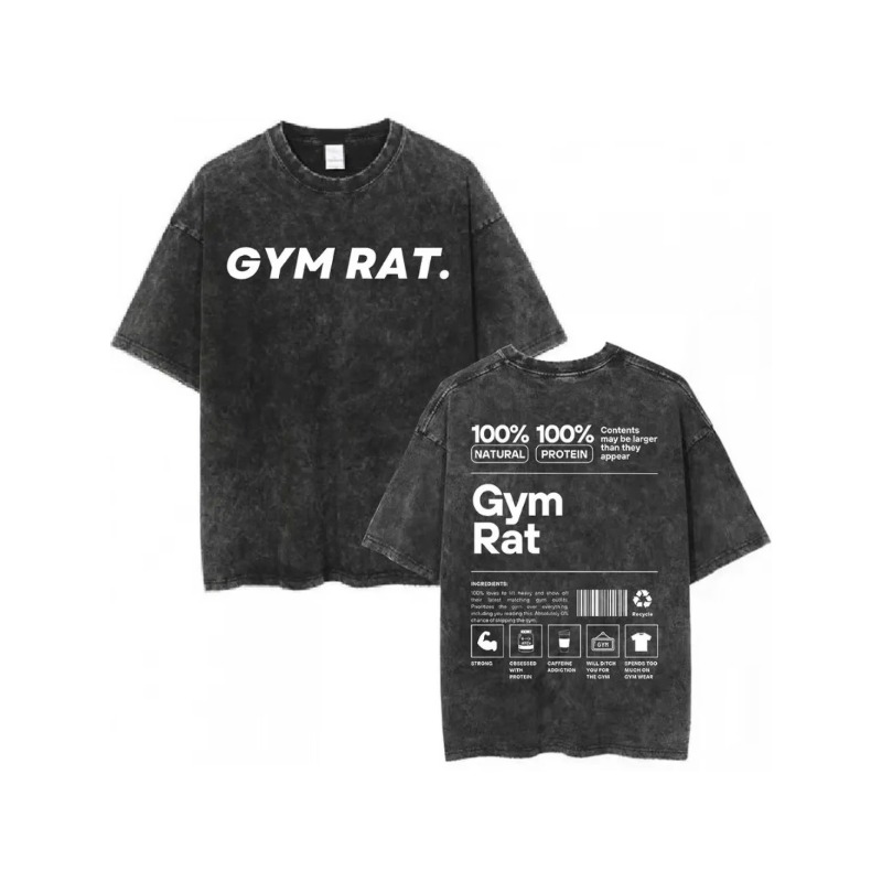 Vintage Gym Rat T-Shirt Loose  - đánh giá và giá Acid Wash Vintage Graphic T Shirt
