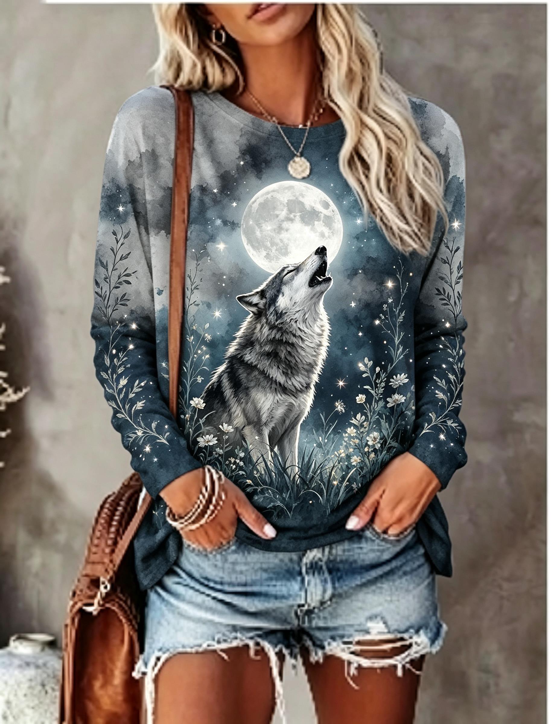 Women Long Sleeve T Shirt Howl - đánh giá và giá T-Shirts