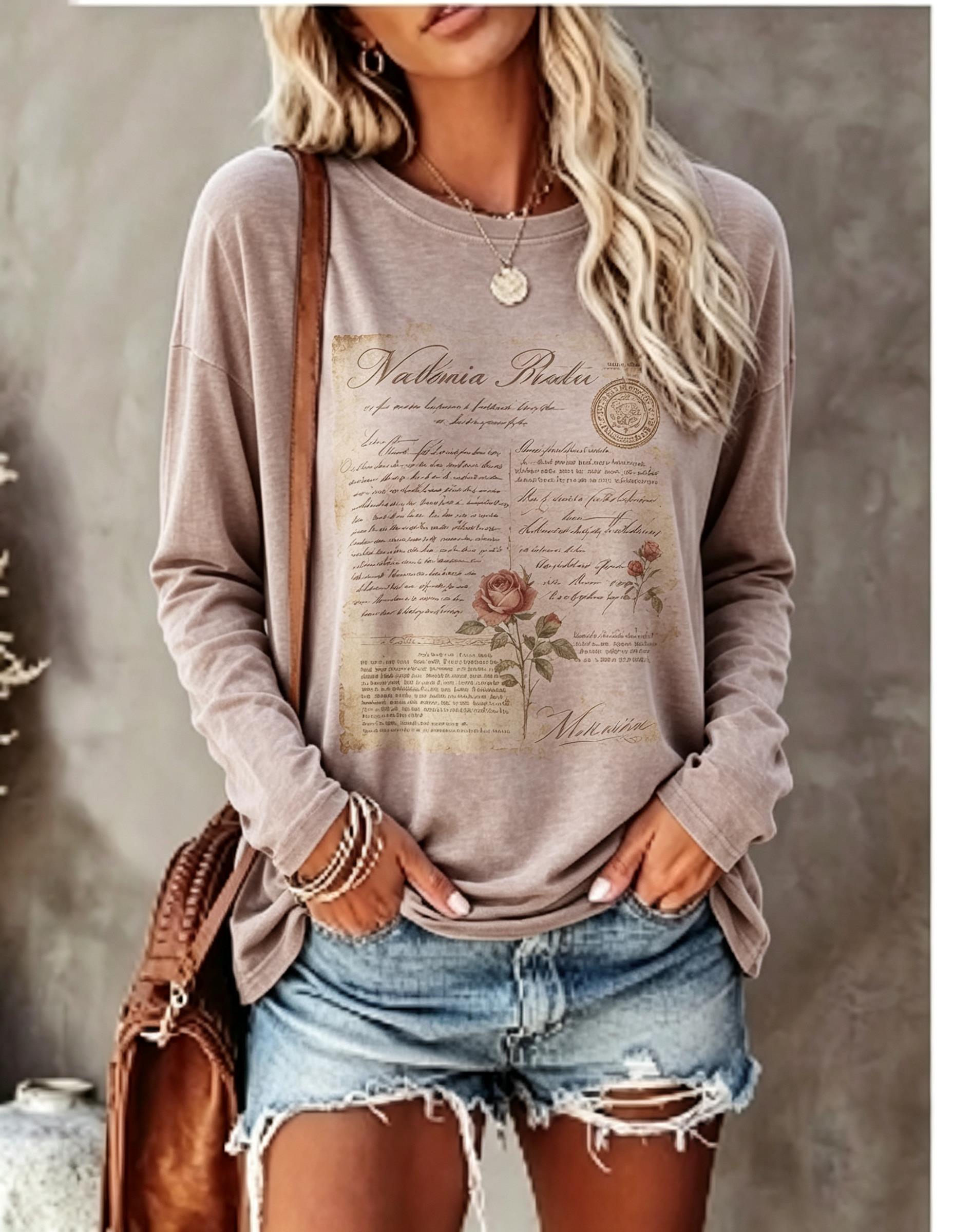 Women Long Sleeve T Shirt Vint - đánh giá và giá T-Shirts